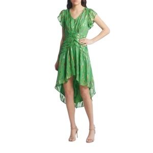 Ciebon Palmina Metallic Leaf Print High-Low Dress Size S